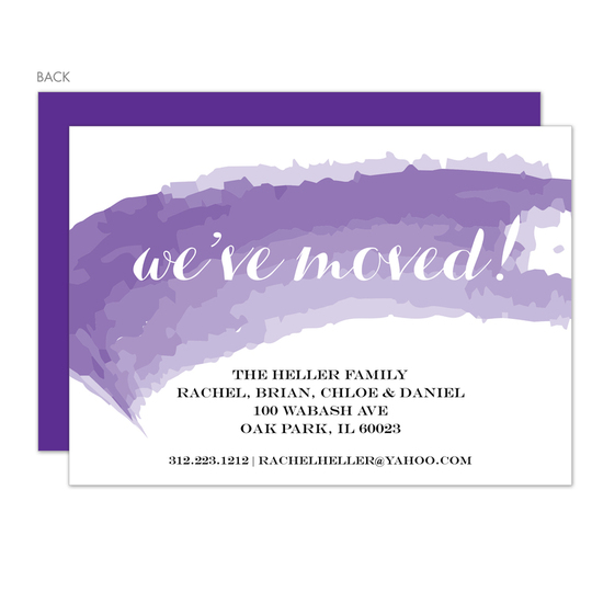 Purple Watercolor Swash Moving Announcements